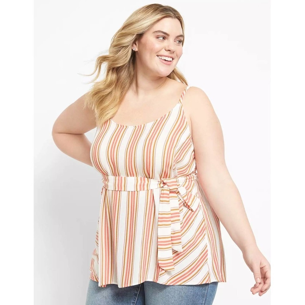 NWT Lane Bryant Women's Size 16 Sleeveless Scoop Neck Belted Cami